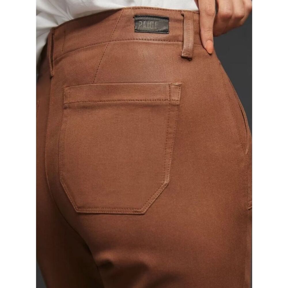 NEW Paige Revolve Mayslie Crop Jogger Style Pants in Coated Brown Size 26 - Picture 12 of 15